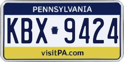 PA license plate KBX9424