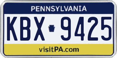 PA license plate KBX9425