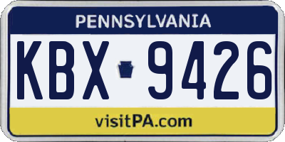 PA license plate KBX9426