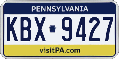 PA license plate KBX9427