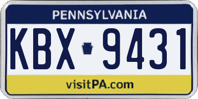 PA license plate KBX9431