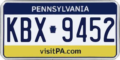 PA license plate KBX9452