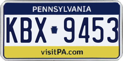 PA license plate KBX9453