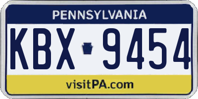 PA license plate KBX9454