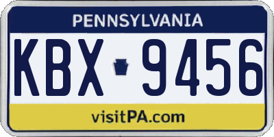 PA license plate KBX9456