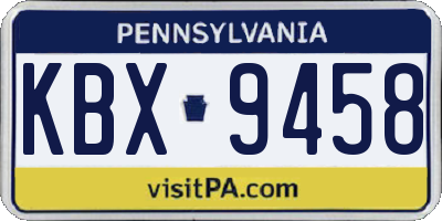PA license plate KBX9458