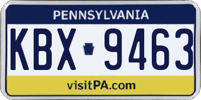 PA license plate KBX9463
