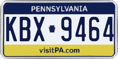 PA license plate KBX9464