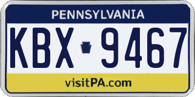 PA license plate KBX9467