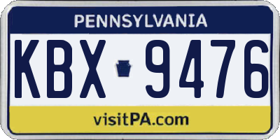 PA license plate KBX9476