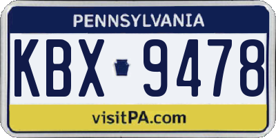 PA license plate KBX9478