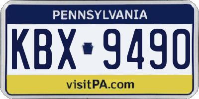 PA license plate KBX9490
