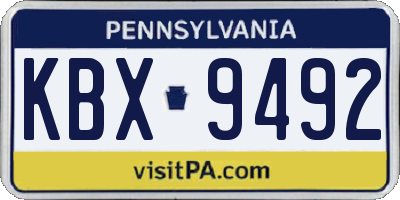 PA license plate KBX9492