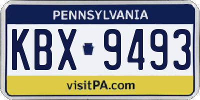 PA license plate KBX9493