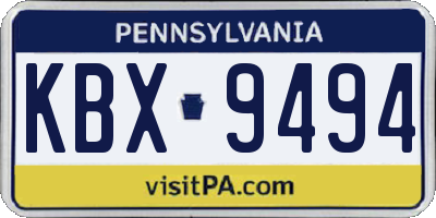 PA license plate KBX9494