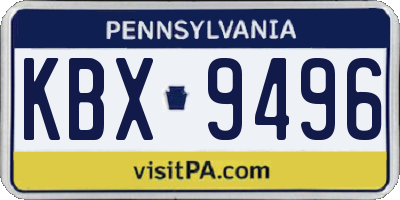 PA license plate KBX9496