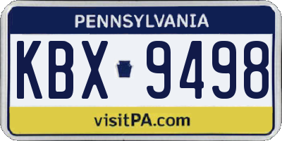 PA license plate KBX9498