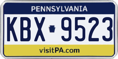 PA license plate KBX9523