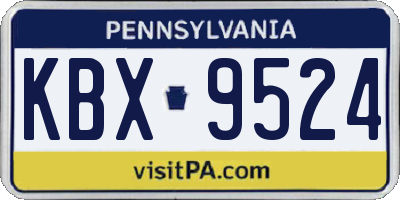 PA license plate KBX9524
