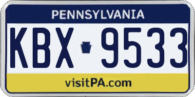 PA license plate KBX9533