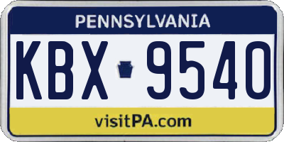 PA license plate KBX9540