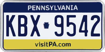 PA license plate KBX9542