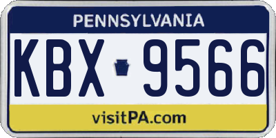 PA license plate KBX9566