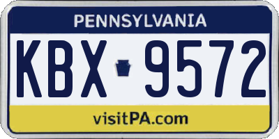PA license plate KBX9572