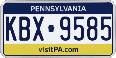PA license plate KBX9585