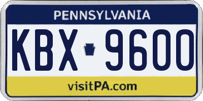 PA license plate KBX9600