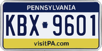 PA license plate KBX9601