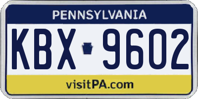 PA license plate KBX9602