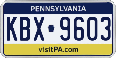 PA license plate KBX9603