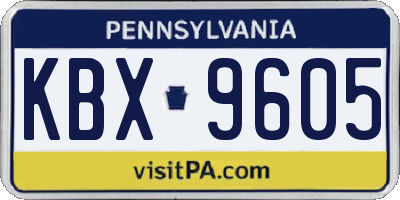 PA license plate KBX9605