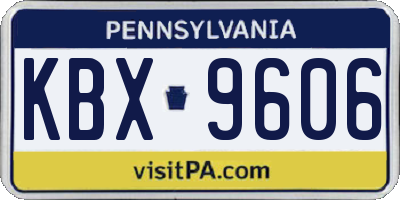 PA license plate KBX9606