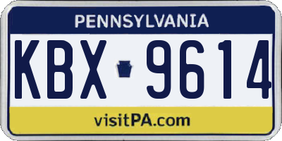 PA license plate KBX9614