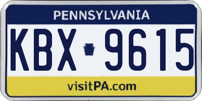 PA license plate KBX9615