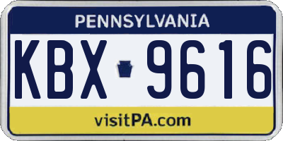 PA license plate KBX9616