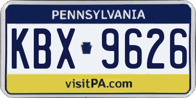PA license plate KBX9626