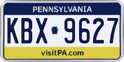 PA license plate KBX9627