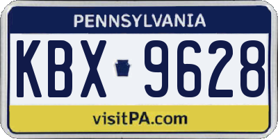 PA license plate KBX9628