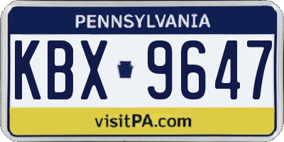 PA license plate KBX9647