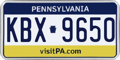 PA license plate KBX9650