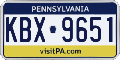 PA license plate KBX9651