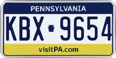 PA license plate KBX9654