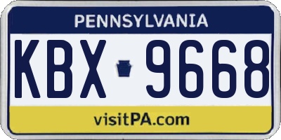 PA license plate KBX9668