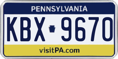PA license plate KBX9670
