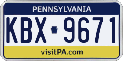 PA license plate KBX9671