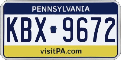PA license plate KBX9672