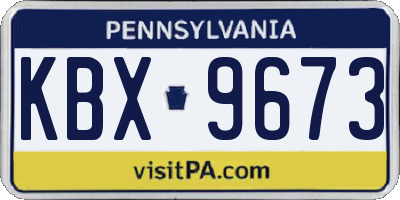 PA license plate KBX9673
